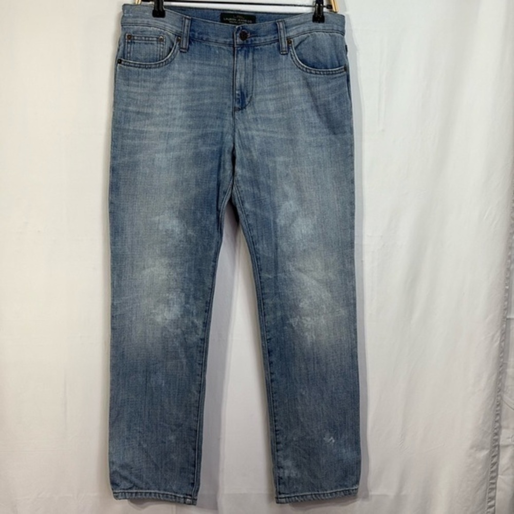 🐩 LRL Lauren Jean company  light wash modeled boyfriend, straight leg jeans